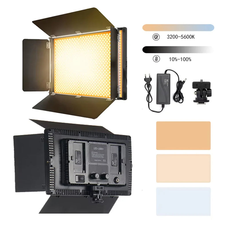U800 + luz de vídeo led bicolor 3200-5600k painel de iluminação para fotografia na câmera lâmpada de preenchimento para estúdio fotográfico para jogos no youtube ao vivo