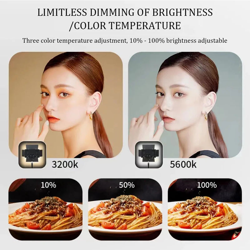 U800 + luz de vídeo led bicolor 3200-5600k painel de iluminação para fotografia na câmera lâmpada de preenchimento para estúdio fotográfico para jogos no youtube ao vivo
